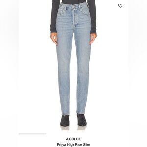 Agolde Blue Freya High-Rise Slim-Leg Stretch Organic